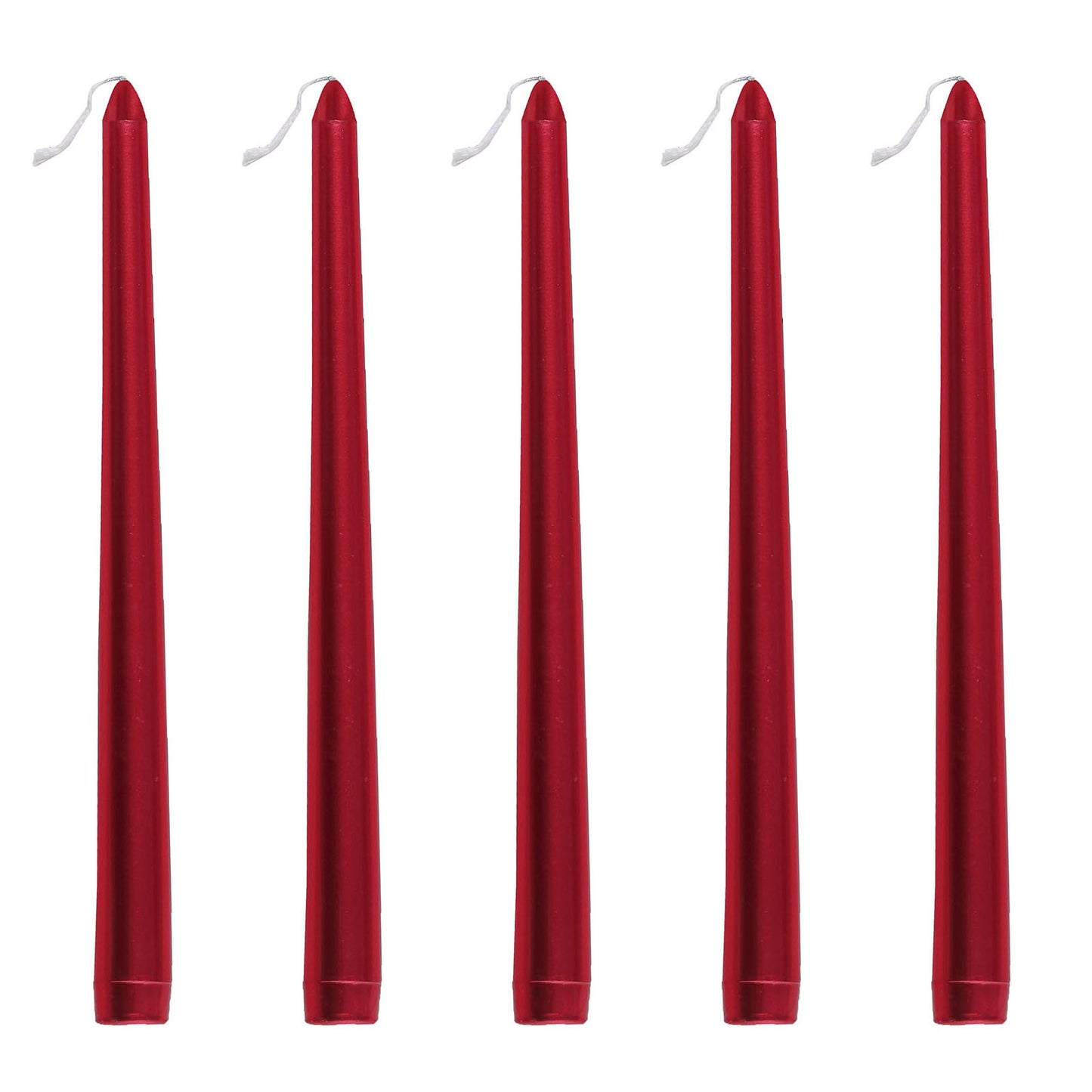 12 Pack | Metallic Red 10" Premium Wax Taper Candles, Unscented Candles