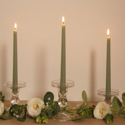 Versatile Sage Green Wax Taper Candles