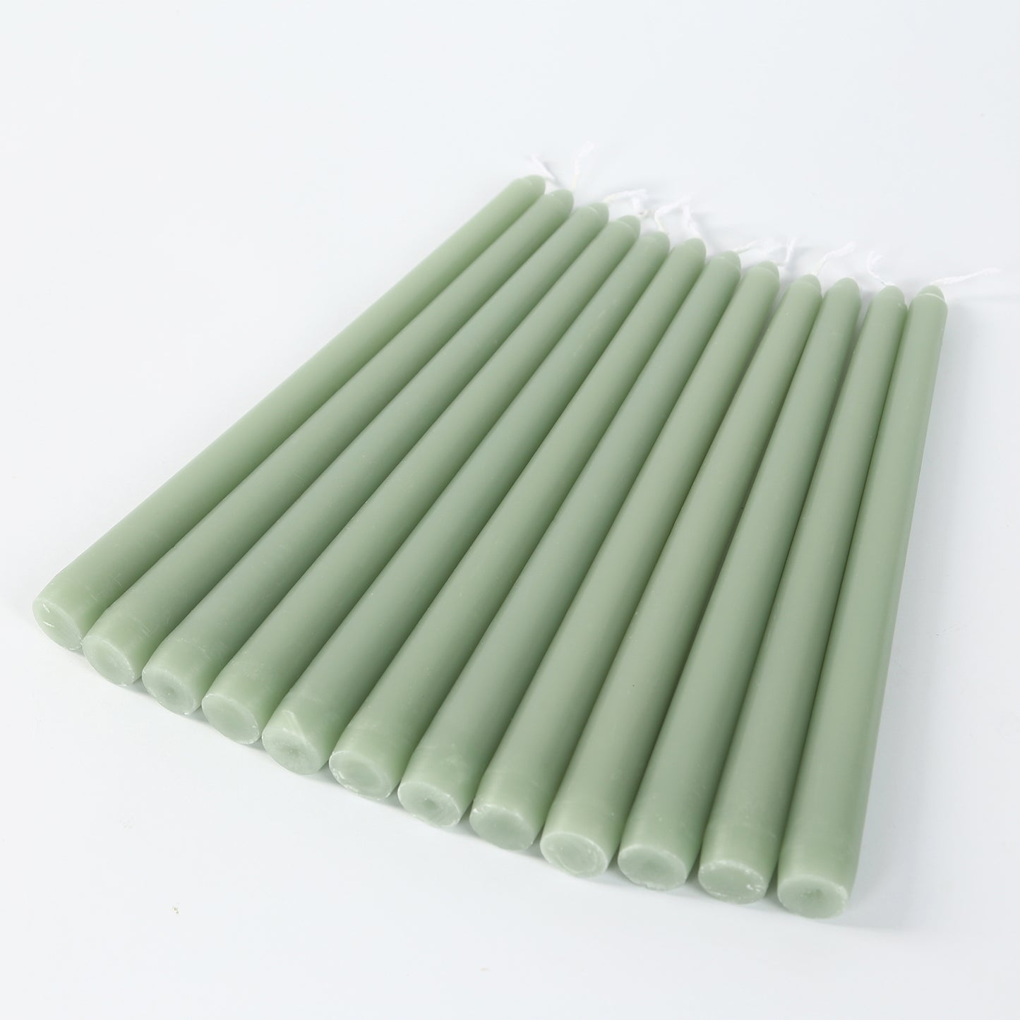 12 Pack 10" Sage Green Premium Wax Taper Candles, Unscented Candles