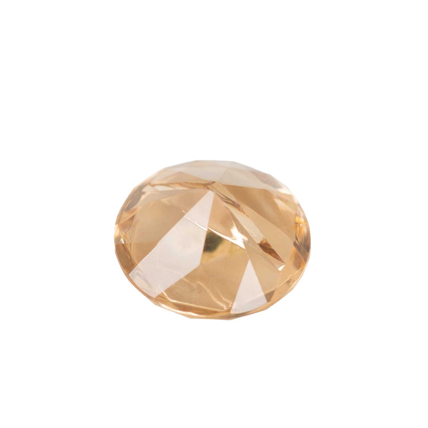 Amber diamond-shaped place card holder for wedding table decorations.