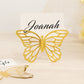 25 Pack Gold Butterfly Table Number Holders with White Printable Cards, Free Standing 3D Butterflies Paper Place Card Holders - 3"x5"