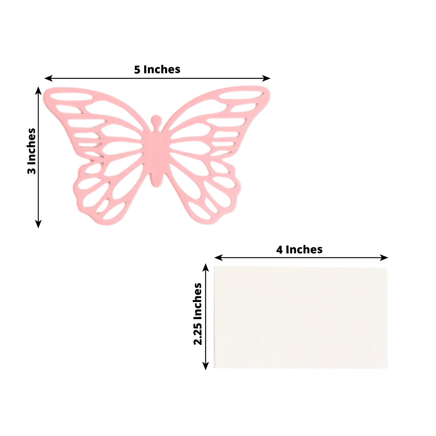 25 Pack Pink Butterfly Table Number Holders with White Printable Cards, Free Standing 3D Butterflies Paper Place Card Holders - 3"x5"