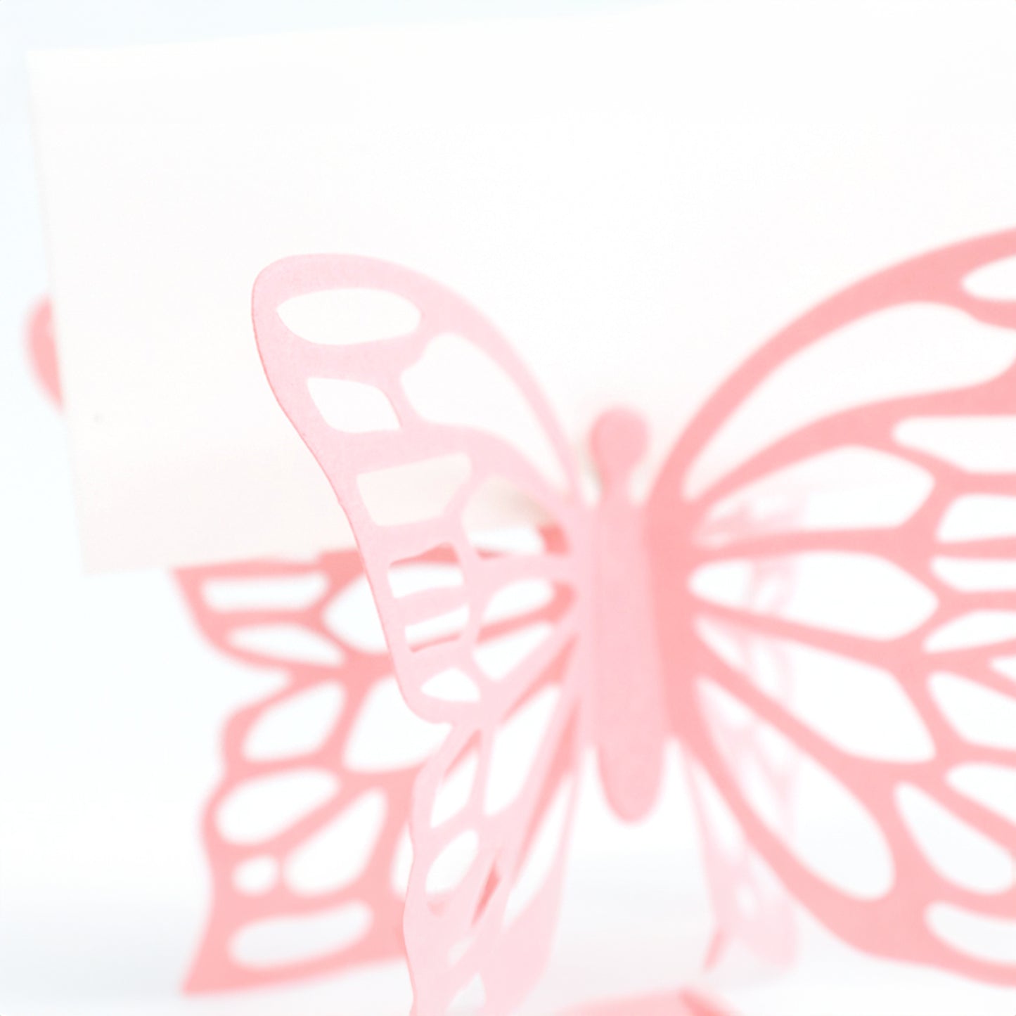 25 Pack Pink Butterfly Table Number Holders with White Printable Cards, Free Standing 3D Butterflies Paper Place Card Holders - 3"x5"