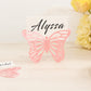 25 Pack Pink Butterfly Table Number Holders with White Printable Cards, Free Standing 3D Butterflies Paper Place Card Holders - 3"x5"