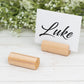 10 Pack | 2" Natural Rustic Style Cylindrical Wooden Place Card Holders, Farmhouse Table Number Stands