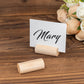 10 Pack | 2" Natural Rustic Style Cylindrical Wooden Place Card Holders, Farmhouse Table Number Stands