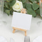 Natural mini rustic wooden easel stand for table number or place card display.
