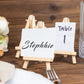 Natural mini rustic wooden display easel stands for table numbers.