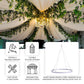 White ceiling drape with stainless steel hanging hoop hardware kit.