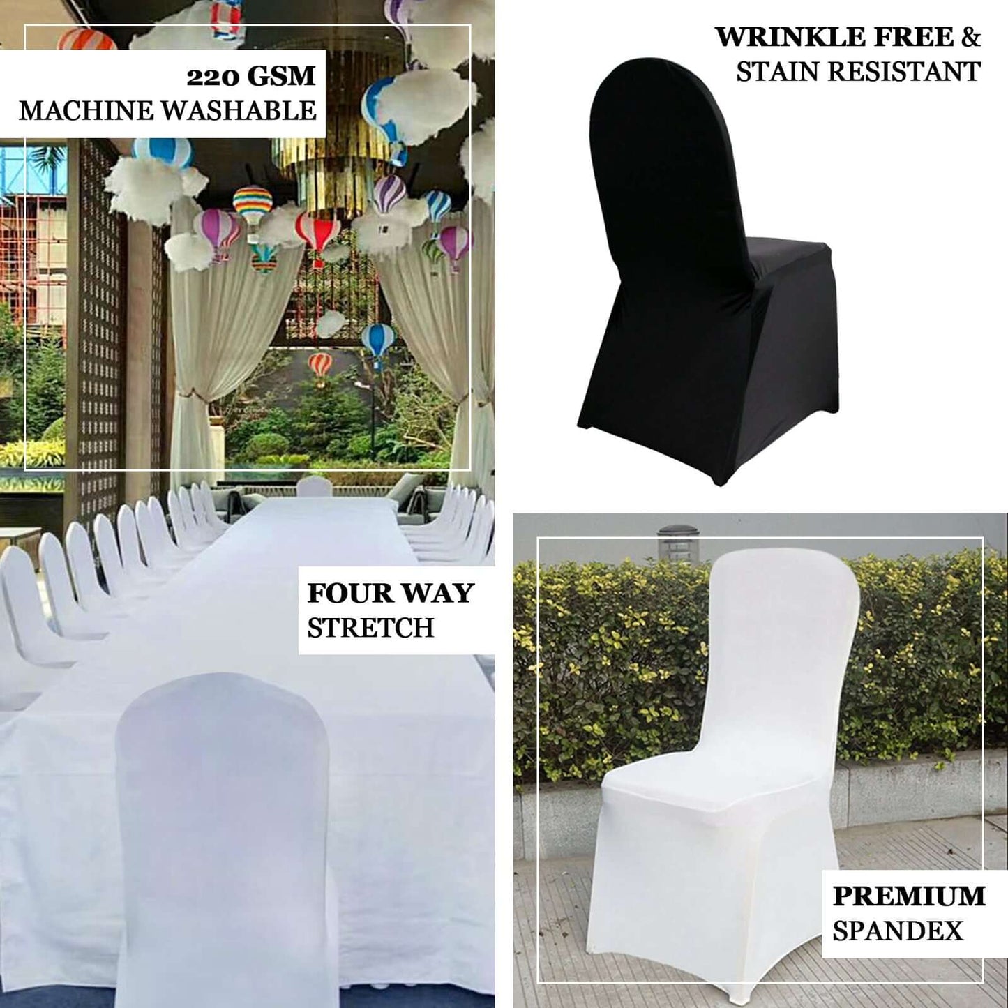 Navy Blue Premium Spandex Stretch Fitted Banquet Chair Cover With Foot Pockets - 220 GSM