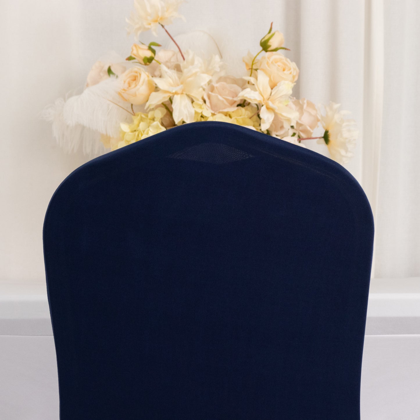 Navy Blue Premium Spandex Stretch Fitted Banquet Chair Cover With Foot Pockets - 220 GSM