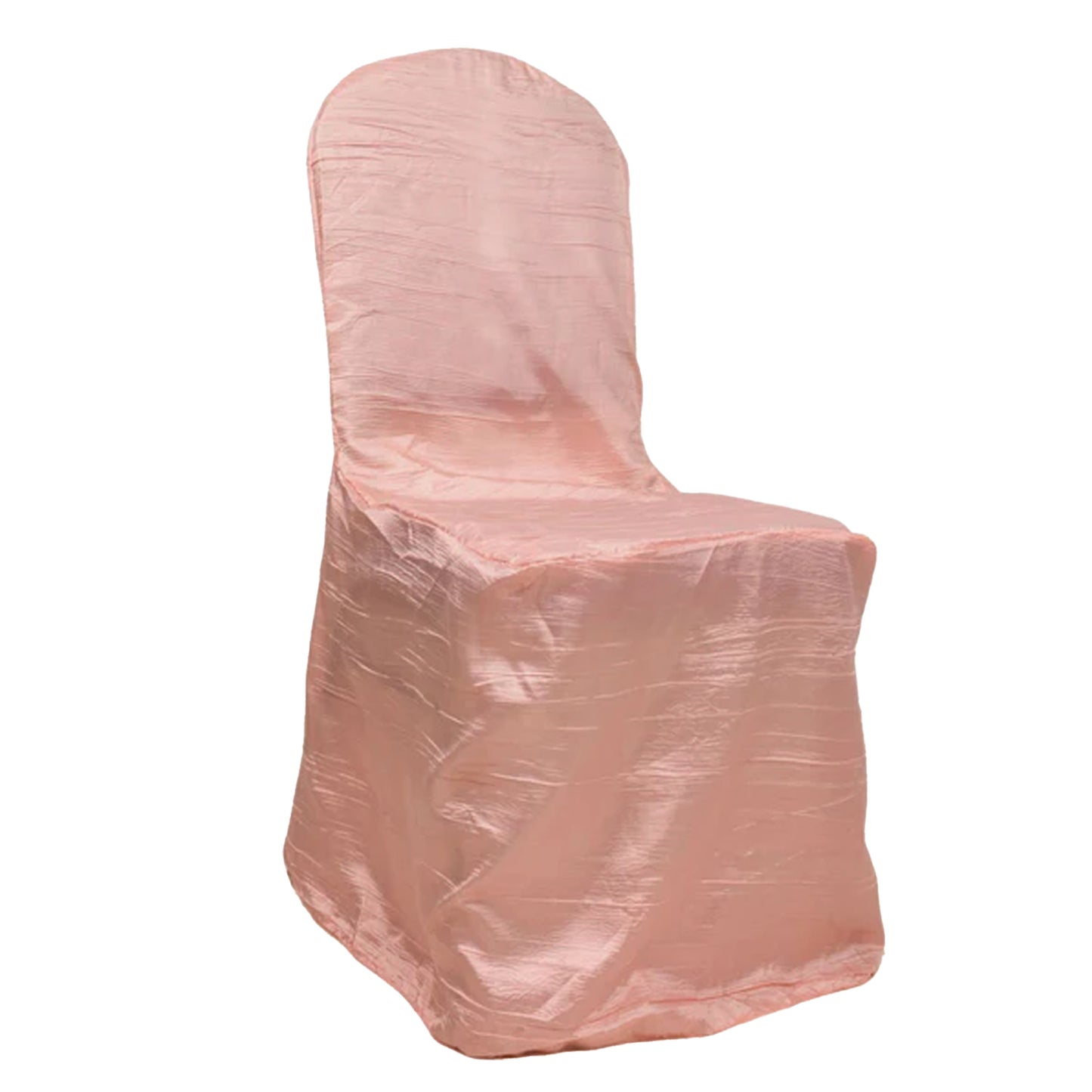 Dusty Rose Crinkle Crushed Taffeta Banquet Chair Cover, Reusable Wedding Chair Cover