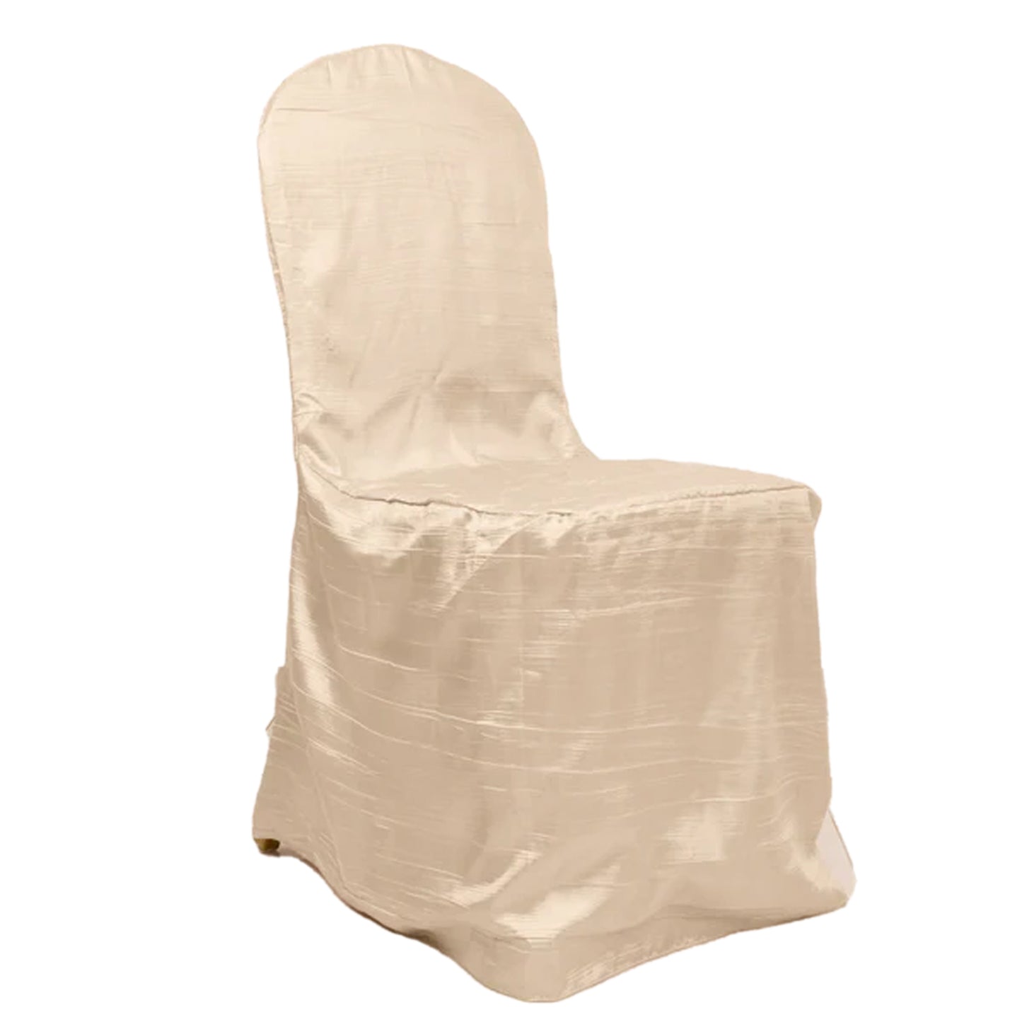 Beige Crinkle Crushed Taffeta Banquet Chair Cover, Reusable Wedding Chair Cover