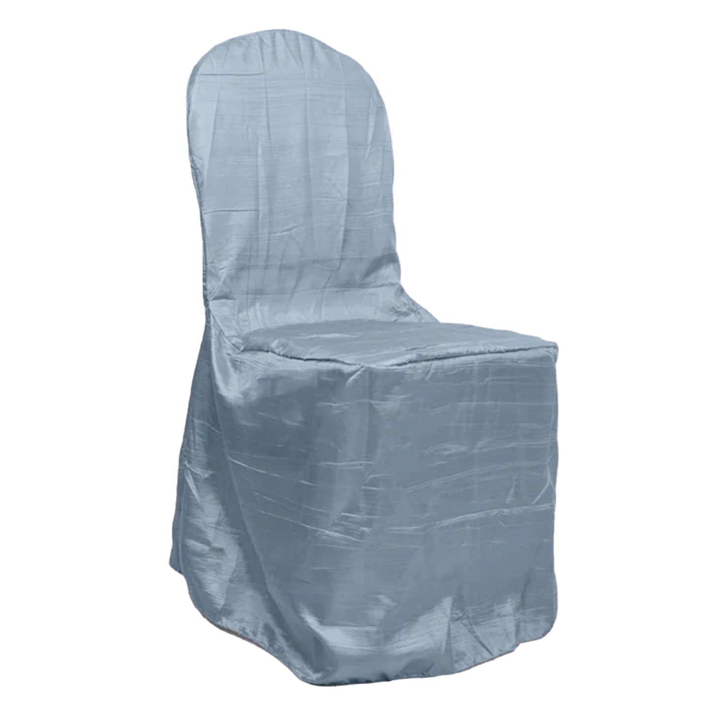 Dusty Blue Crinkle Crushed Taffeta Banquet Chair Cover, Reusable Wedding Chair Cover