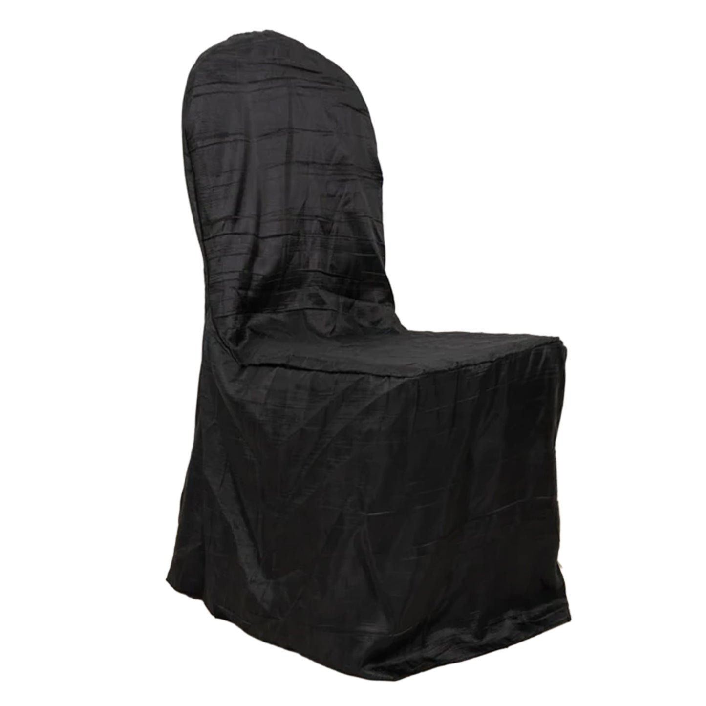 Black Crinkle Crushed Taffeta Banquet Chair Cover, Reusable Wedding Chair Cover