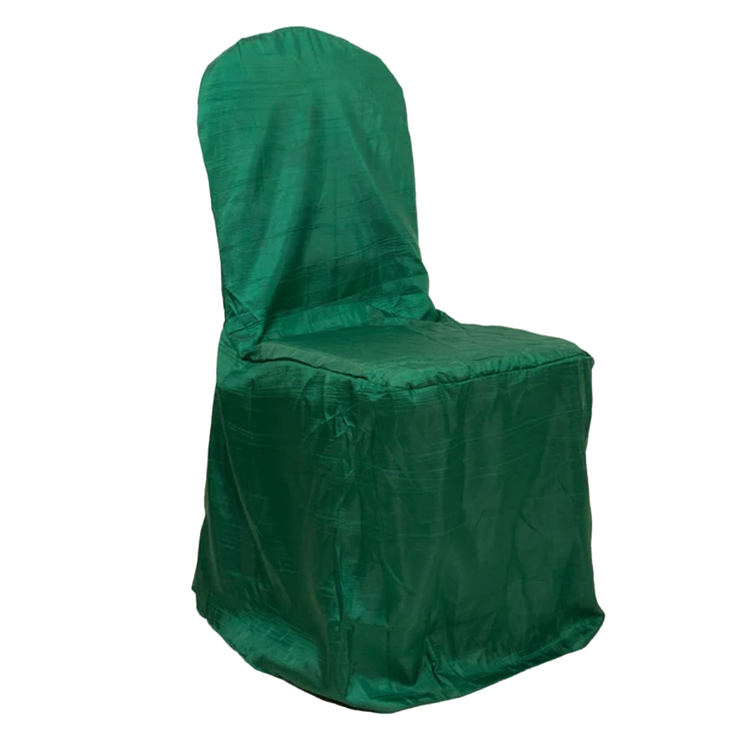 Hunter Emerald Green Crinkle Crushed Taffeta Banquet Chair Cover, Reusable Wedding Chair Cover