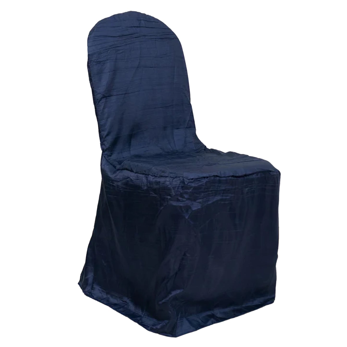 Navy Blue Crinkle Crushed Taffeta Banquet Chair Cover, Reusable Wedding Chair Cover