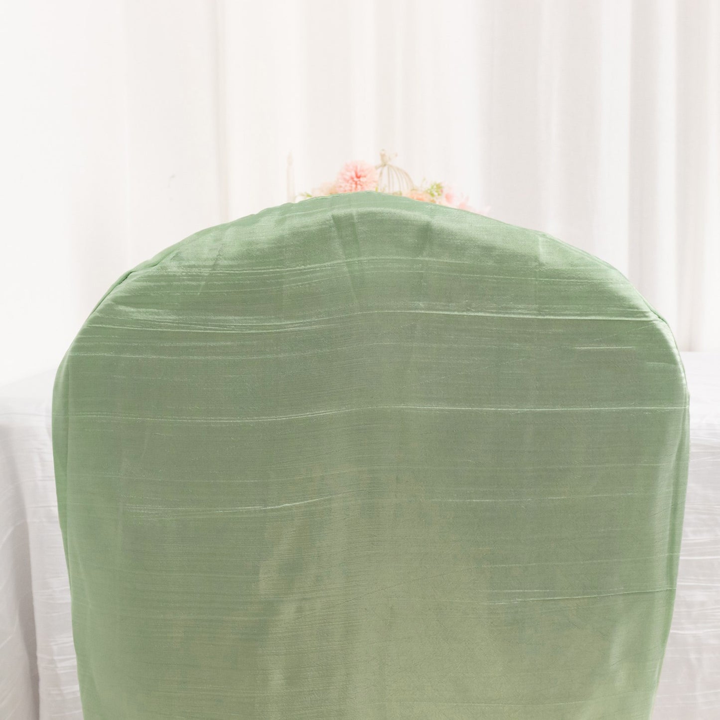 Sage Green Crinkle Crushed Taffeta Banquet Chair Cover, Reusable Wedding Chair Cover