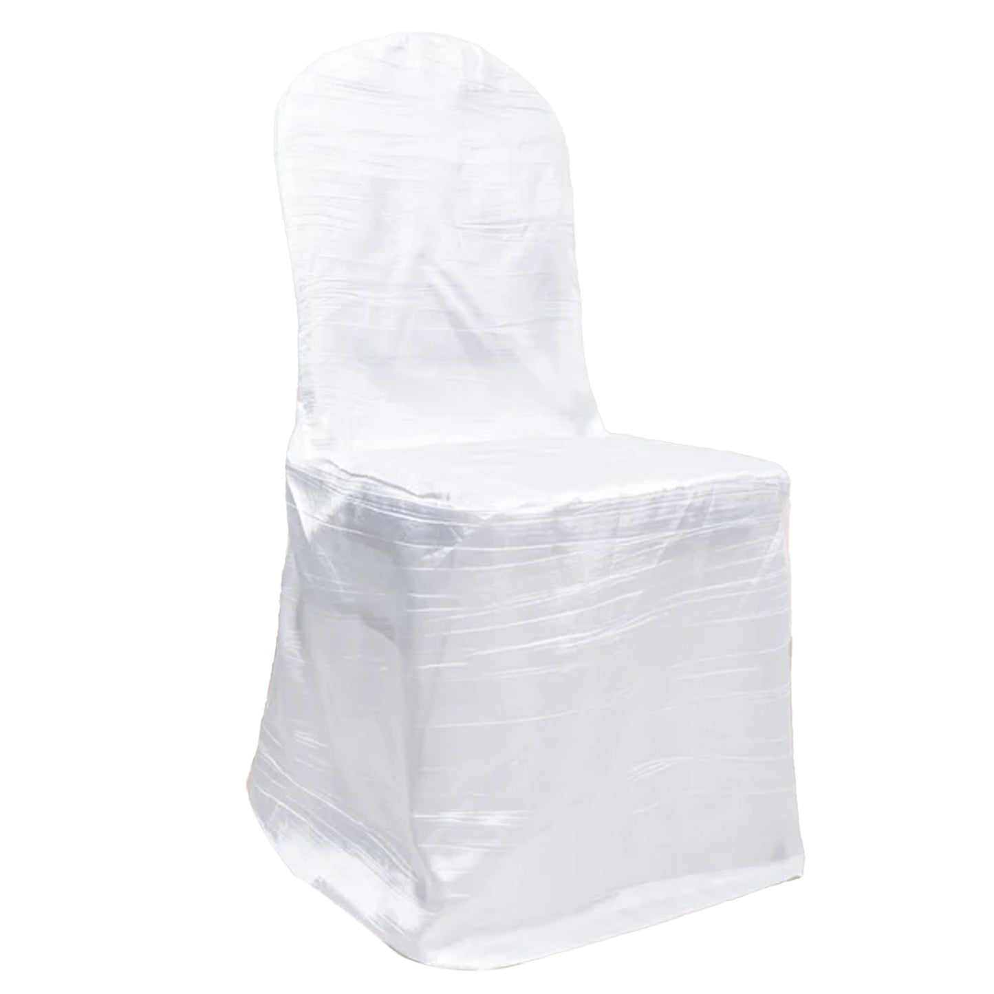 White Crinkle Crushed Taffeta Banquet Chair Cover, Reusable Wedding Chair Cover