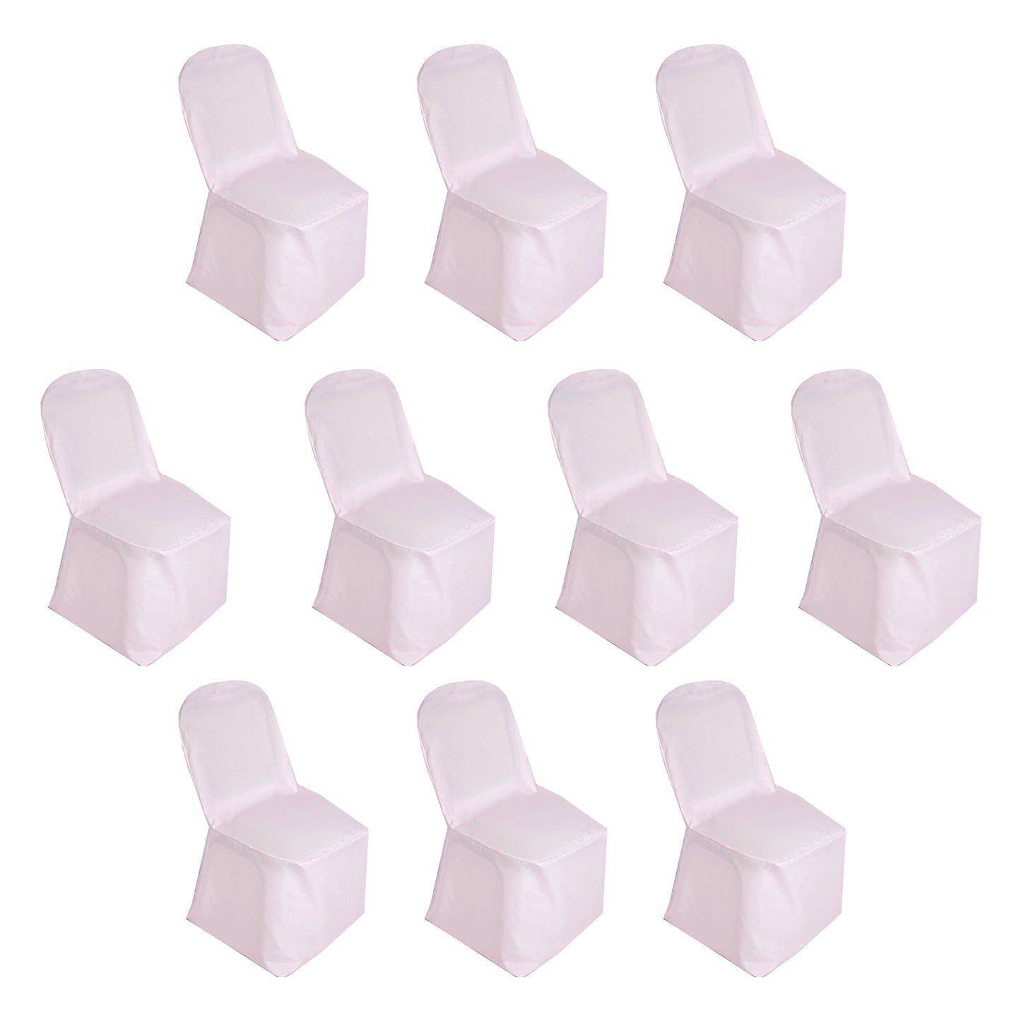 10 Pack Blush Polyester Banquet Chair Covers, Reusable Stain Resistant Slip On Chair Covers