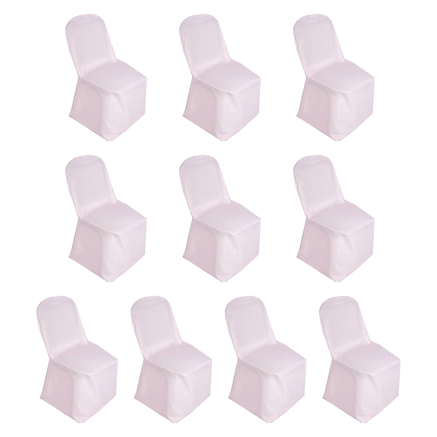 10 Pack Blush Polyester Banquet Chair Covers, Reusable Stain Resistant Slip On Chair Covers