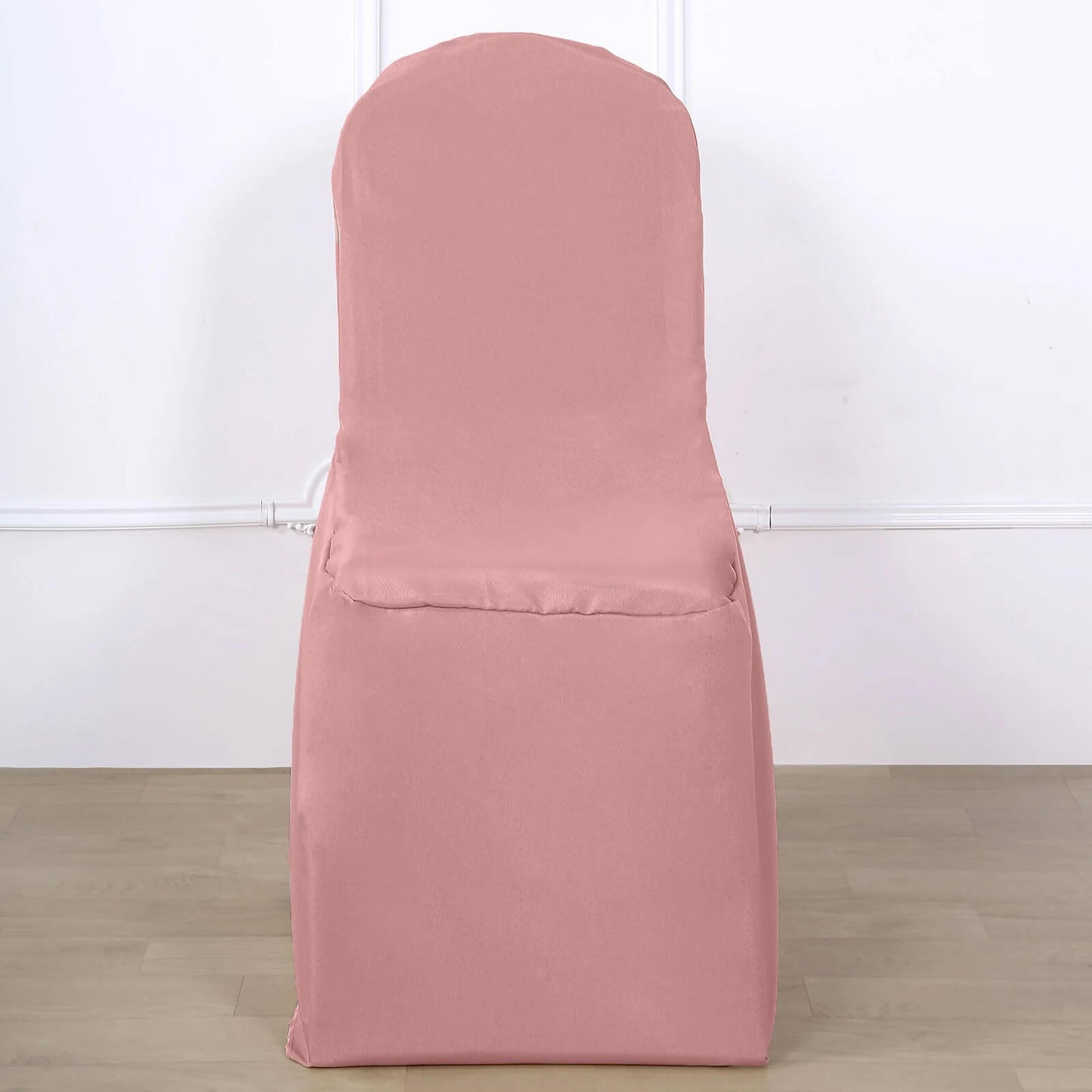 10 Pack Dusty Rose Polyester Banquet Chair Covers, Reusable Stain Resistant Slip On Chair Covers