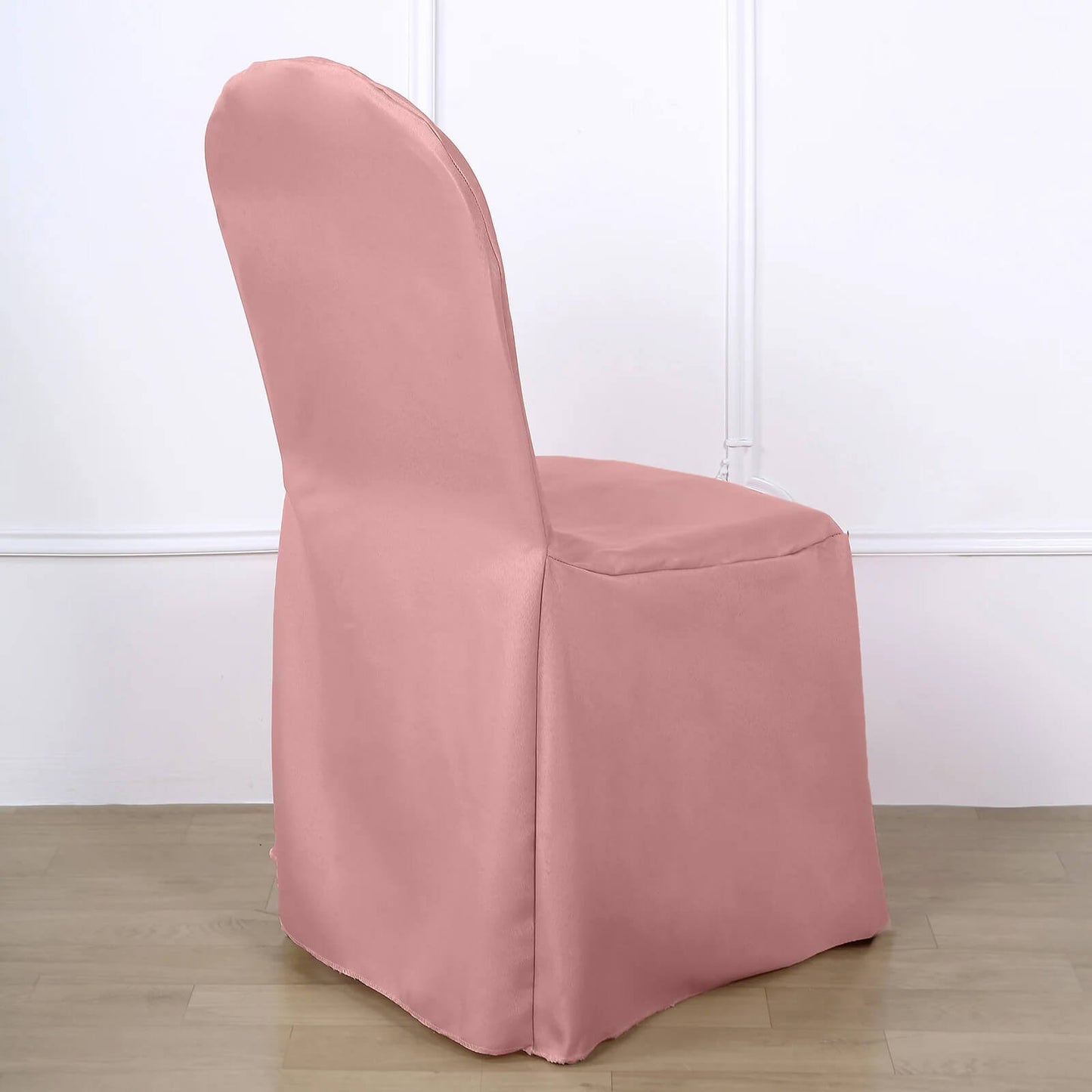 10 Pack Dusty Rose Polyester Banquet Chair Covers, Reusable Stain Resistant Slip On Chair Covers