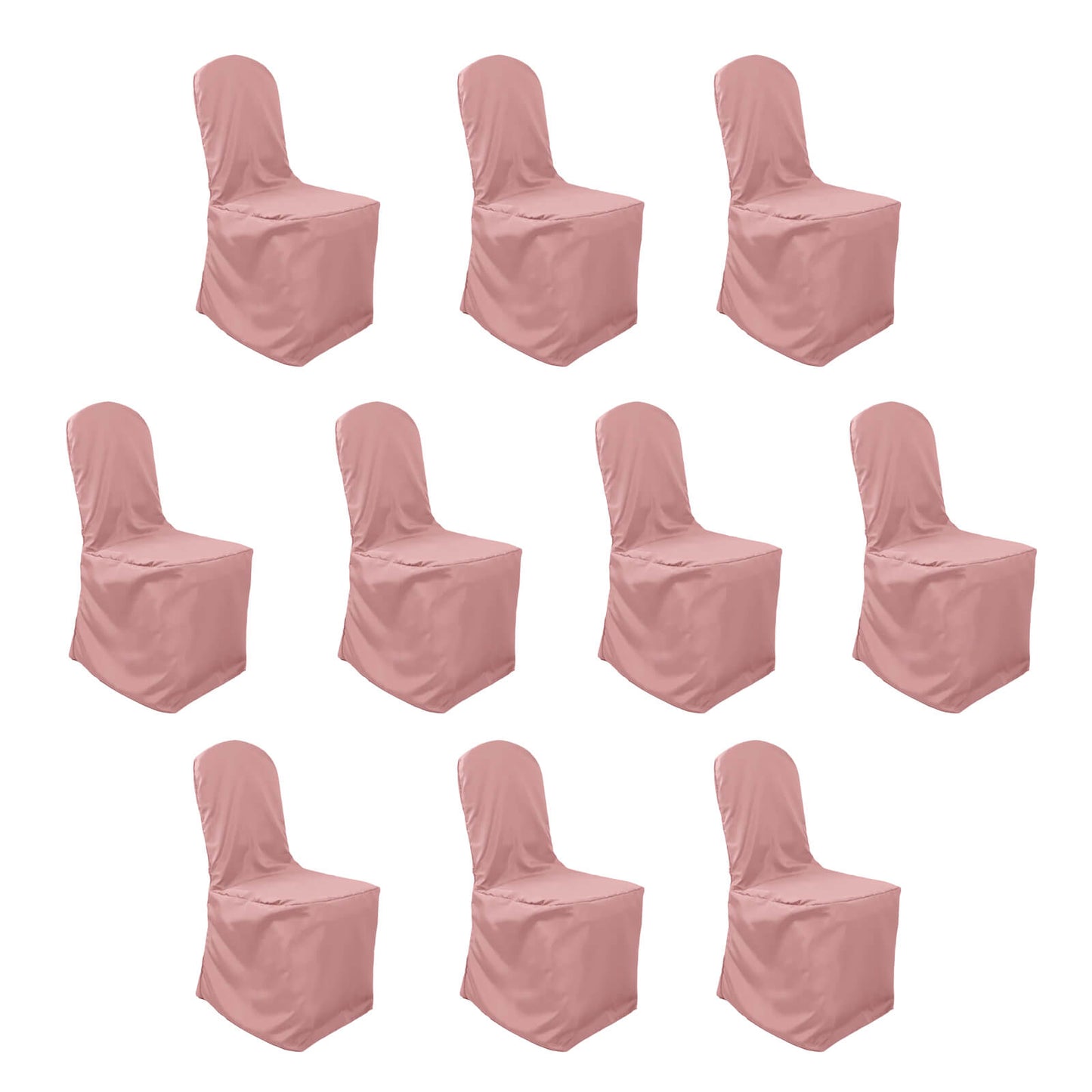 10 Pack Dusty Rose Polyester Banquet Chair Covers, Reusable Stain Resistant Slip On Chair Covers