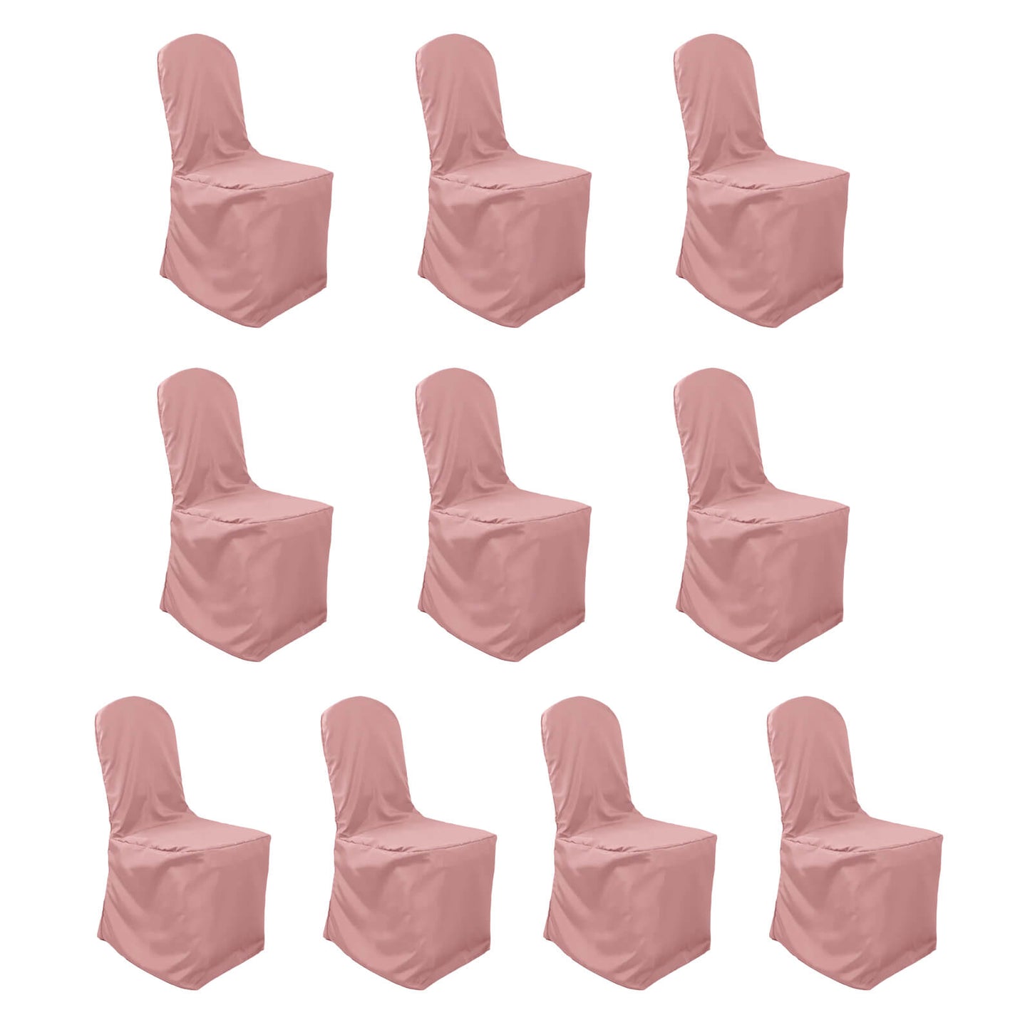 10 Pack Dusty Rose Polyester Banquet Chair Covers, Reusable Stain Resistant Slip On Chair Covers