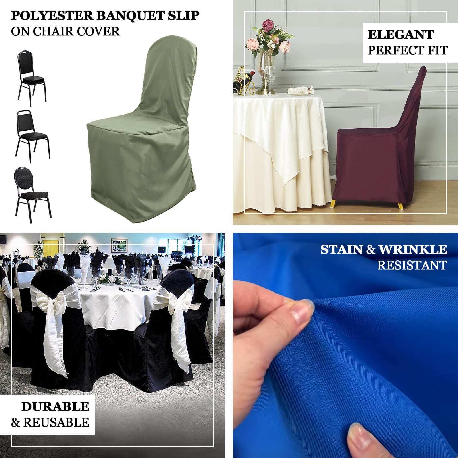 Blush Polyester Banquet Chair Cover, Reusable Stain Resistant Chair Cover