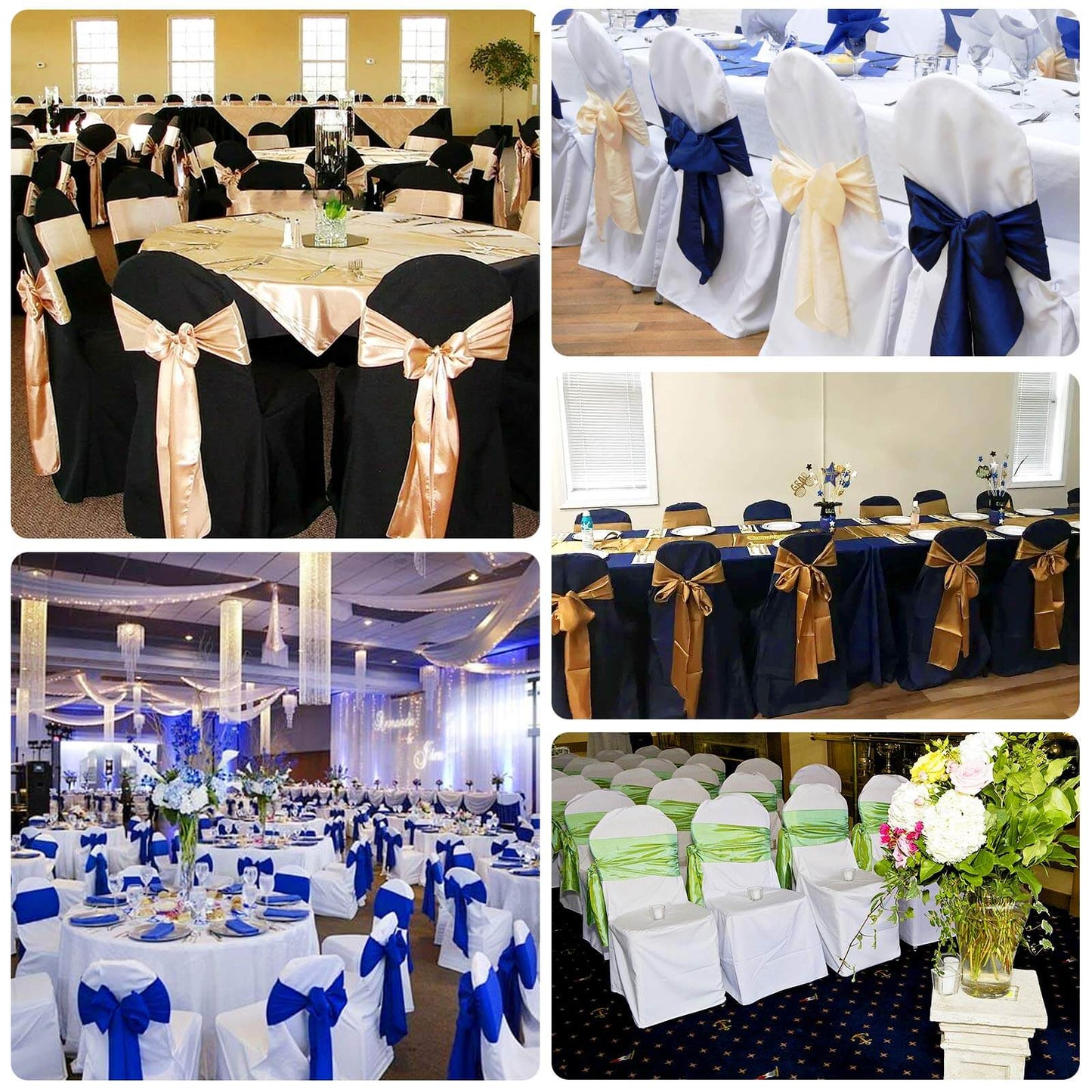 10 Pack Navy Blue Polyester Banquet Chair Covers, Reusable Stain Resistant Slip On Chair Covers