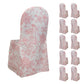 10 Pack Polyester Chair Covers  for Banquet Chairs – White Pink French Toile Pattern, Reusable Stain-Resistant Slip-On Slipcovers