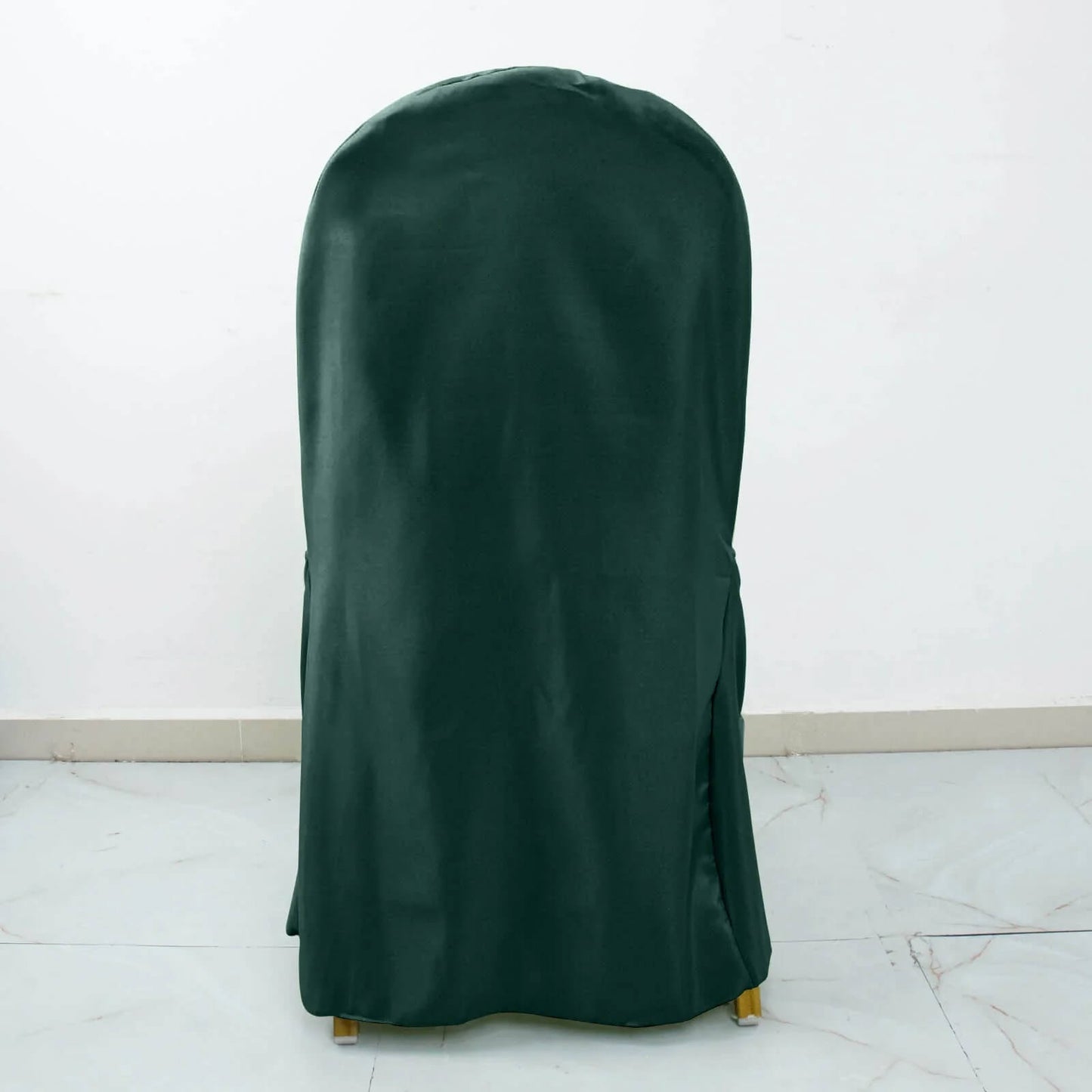 10 Pack Hunter Emerald Green Polyester Banquet Chair Covers, Reusable Stain Resistant Slip On Chair Covers