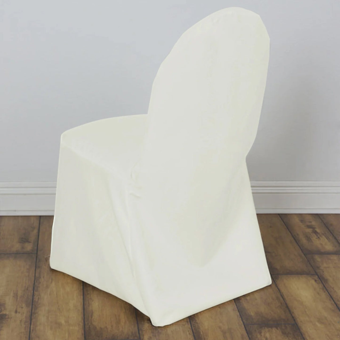 10 Pack Ivory Polyester Banquet Chair Covers, Reusable Stain Resistant Slip On Chair Covers