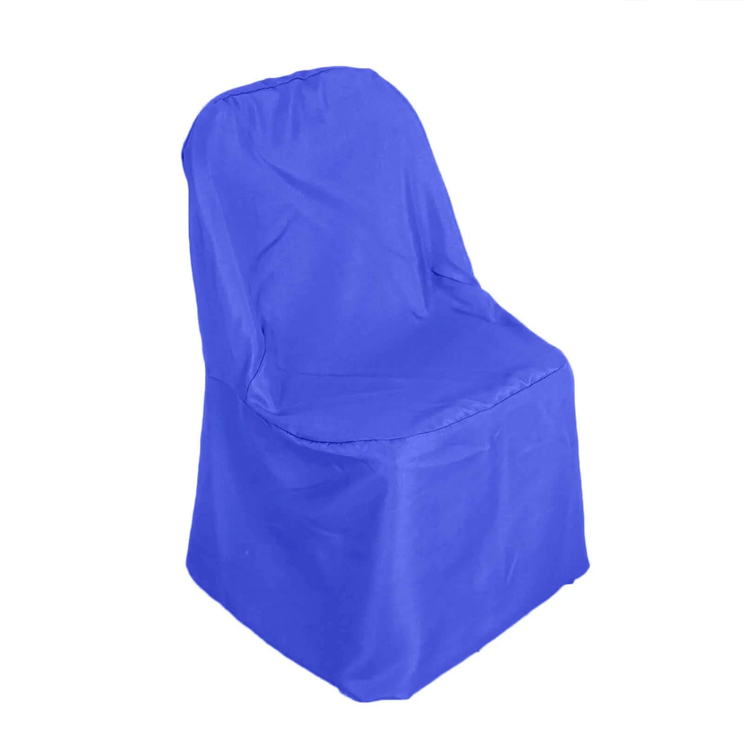 10 Pack Royal Blue Polyester Banquet Chair Covers, Reusable Stain Resistant Slip On Chair Covers