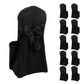 Black polyester banquet chair cover with attached sash, set of 10.