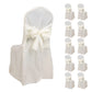 Ivory slip-on banquet chair covers with attached sashes, set of 10.