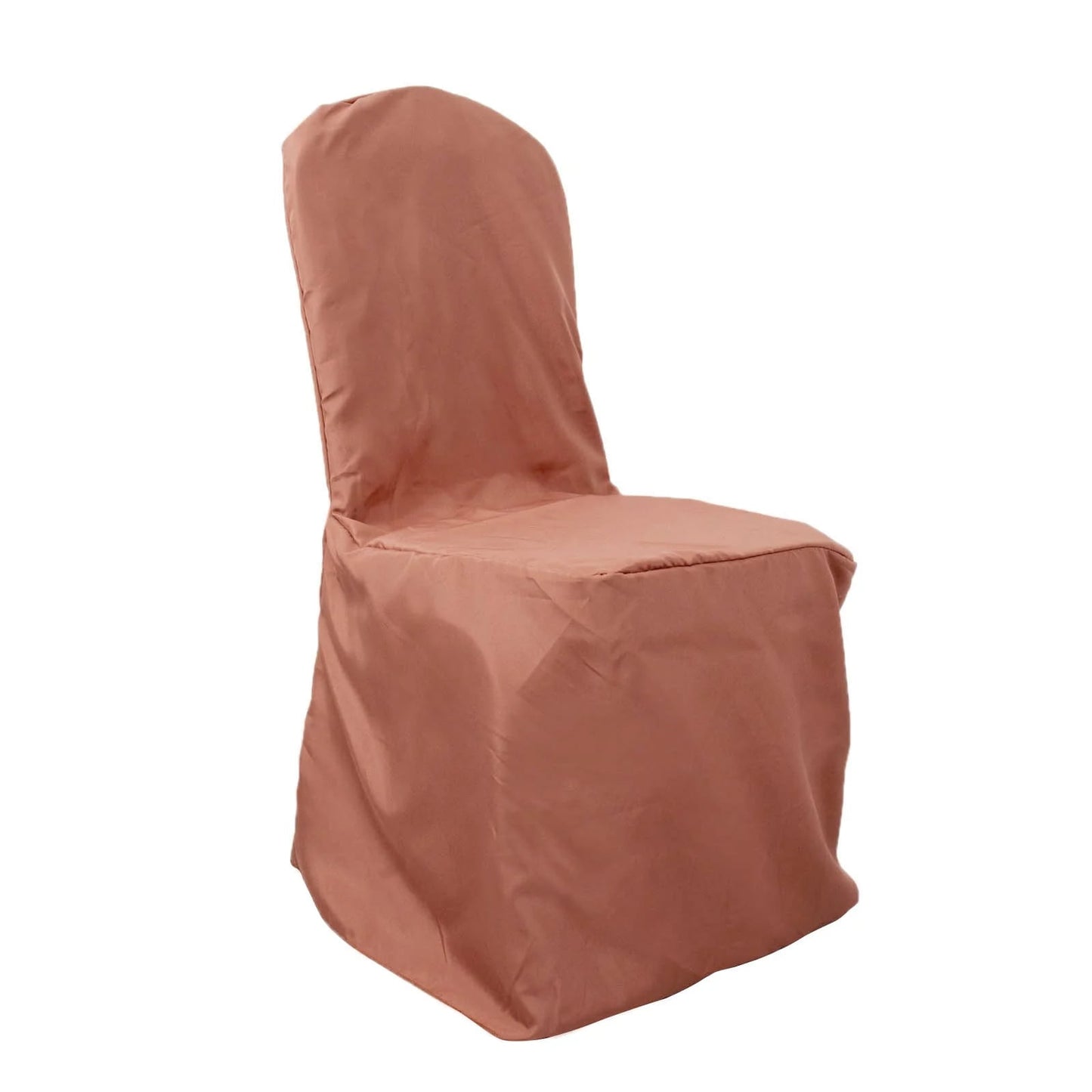 10 Pack Terracotta (Rust) Polyester Banquet Chair Covers, Reusable Stain Resistant Slip On Chair Covers