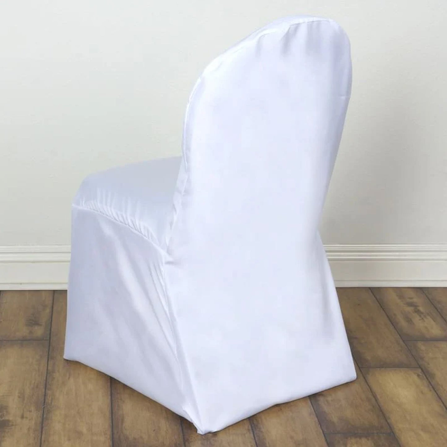 10 Pack White Polyester Banquet Chair Covers, Reusable Stain Resistant Slip On Chair Covers