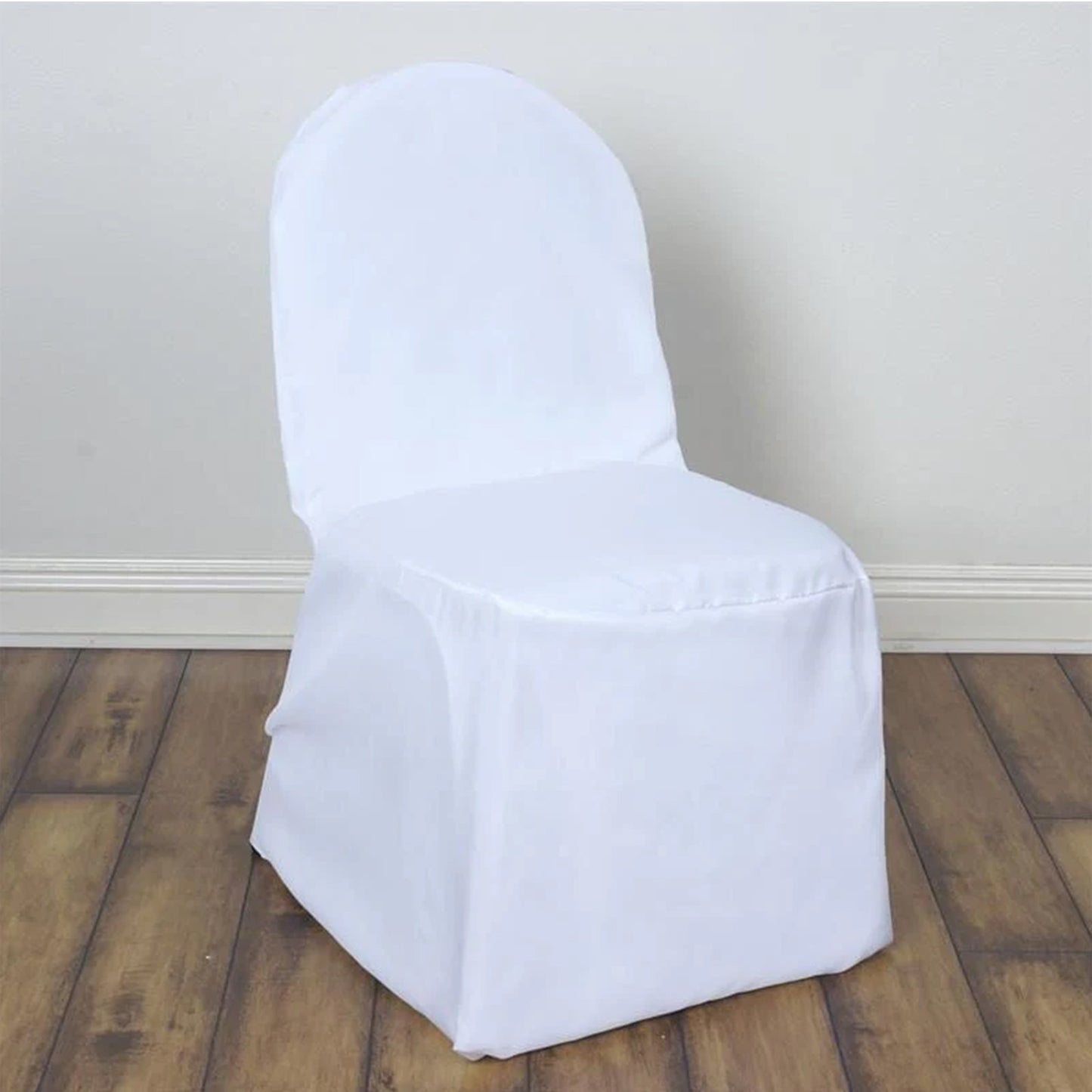 10 Pack White Polyester Banquet Chair Covers, Reusable Stain Resistant Slip On Chair Covers