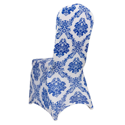 Elegant Design of Royal Blue Damask Chair Covers