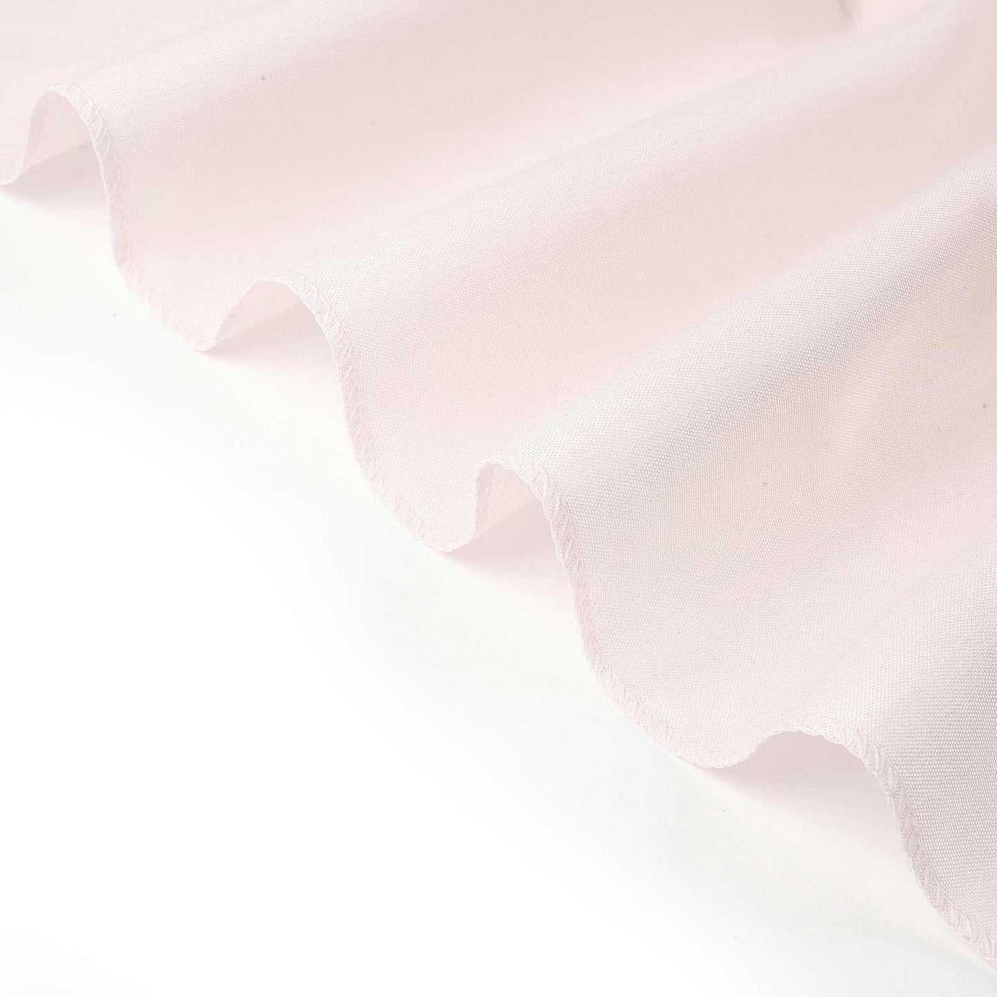 Blush polyester folding chair cover, reusable and stain resistant.