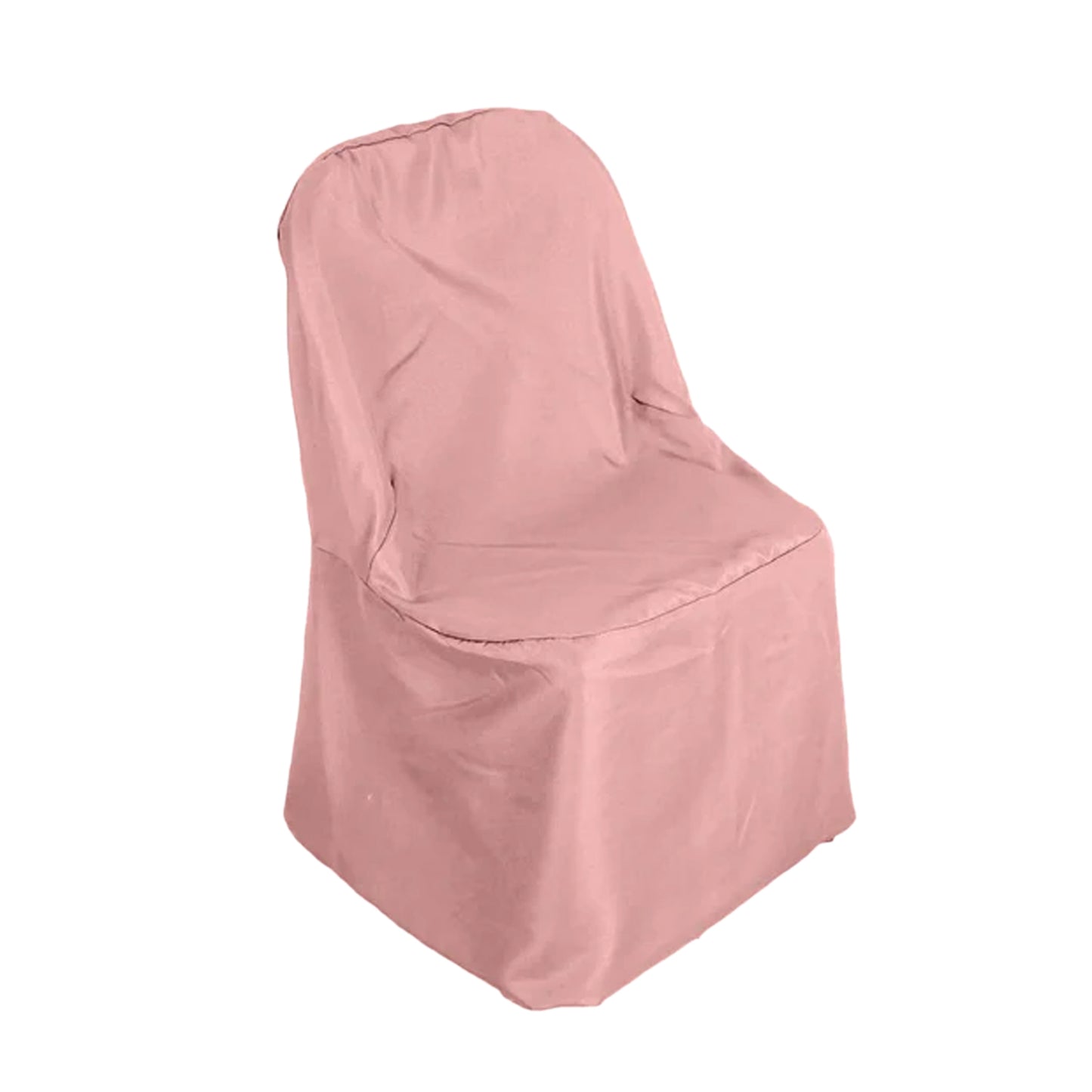 Dusty Rose Polyester Folding Round Chair Cover, Reusable Stain Resistant Chair Cover