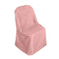 Dusty rose polyester folding chair cover, reusable and stain resistant.