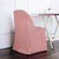 Dusty rose polyester folding chair cover on a chair.