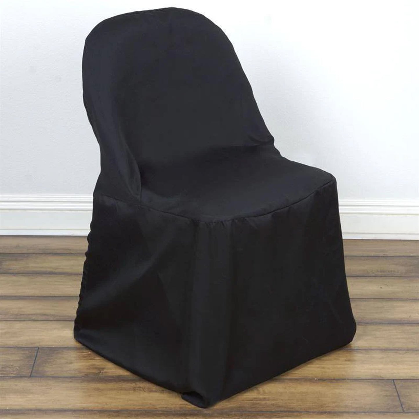 10 Pack Black Polyester Folding Chair Covers, Reusable Stain Resistant Slip On Chair Covers