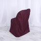 Burgundy polyester folding chair cover, reusable and stain resistant.