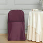 Burgundy polyester folding chair cover, reusable and stain-resistant.
