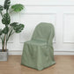 Dusty sage green polyester folding chair cover on a chair.