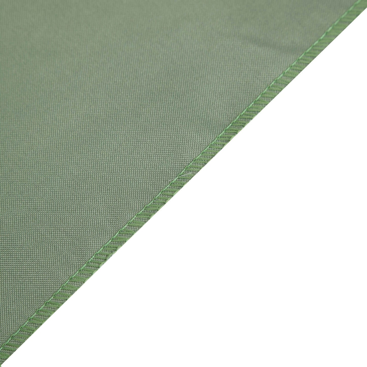 Dusty sage green polyester folding chair cover corner detail.